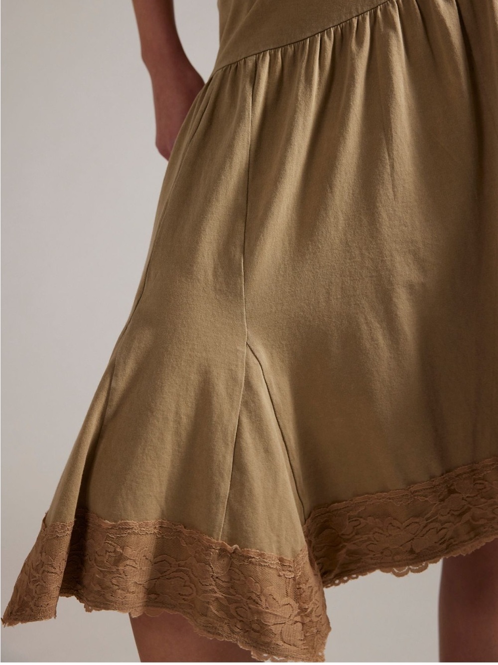FREE PEOPLE Willow Knit Midi Skirt in Olive, NWT, size M - Picture 4 of 6